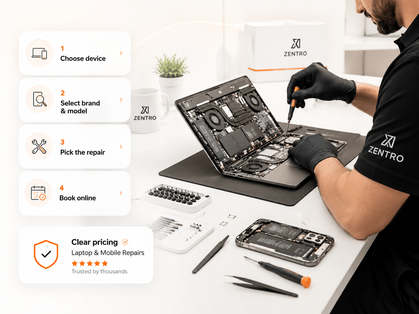 Zentro laptop and mobile repair services