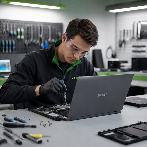 Technician repairing a Acer laptop